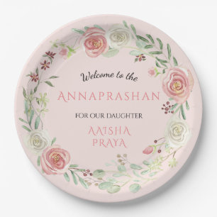 Prato De Papel Anaprashan Baby Girl Watercolor