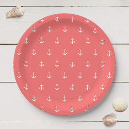 Prato De Papel Âncora branca com cor de fundo editável
