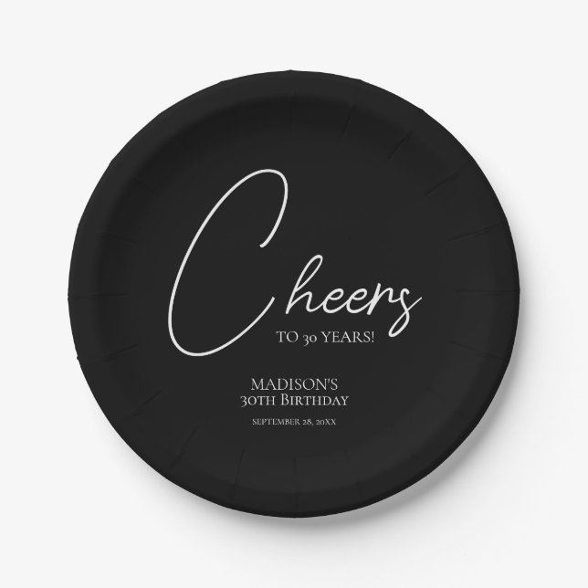 Prato De Papel Anima-Se A Qualquer 30 De Idade, Negra E Branca (Frente)