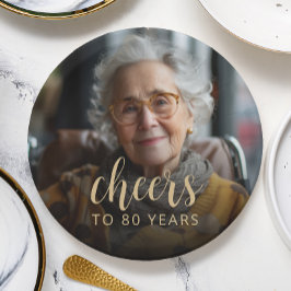 Prato De Papel Animadores de Fotos da Festa de aniversário 80