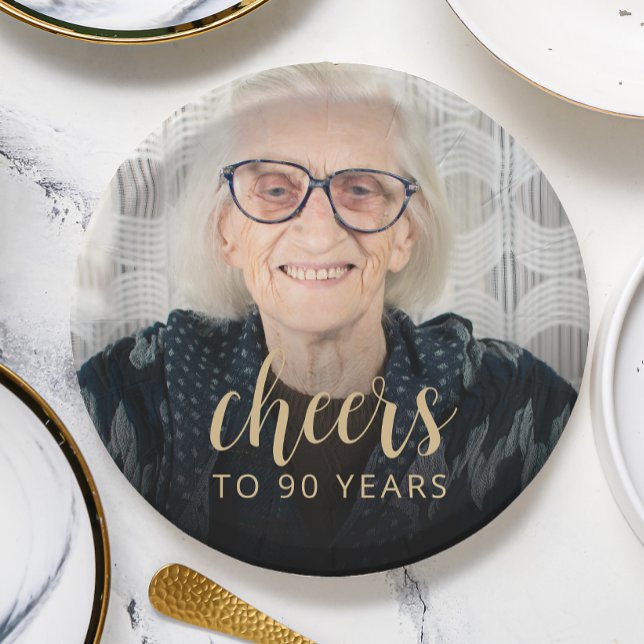 Prato De Papel Animadores de Fotos da Festa de aniversário 90 (Criador carregado)