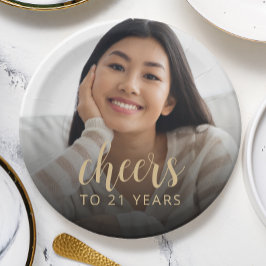 Prato De Papel Animadores de Fotos do aniversário de 21 anos