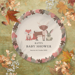 Prato De Papel Animais da Floresta Boho Chá de Bebê