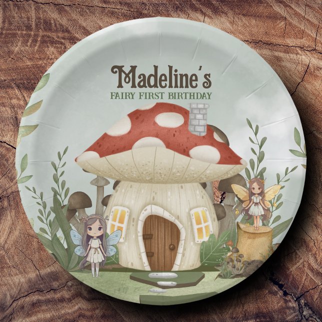 Prato De Papel Animais Da Floresta De Cogumelos De Primeira prime (Personalized Paper Plates)