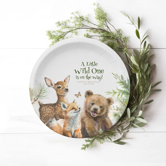 Prato De Papel Animais da Floresta Encharcados Pequeno Chá de fra (Woodland Animals Paper Plates)