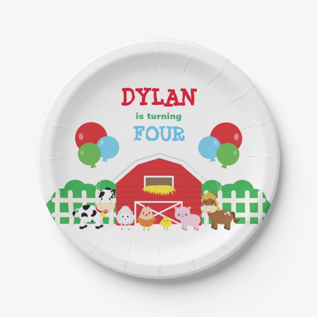 Prato De Papel Animais de fazenda (Frente)