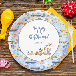 Prato De Papel Animais de festa no trem Criança Selva Feliz Anive