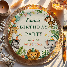 Prato De Papel Animais de Safari Aniversário