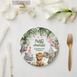 Prato De Papel Animais do Partido Selva de Aniversário Personaliz