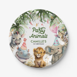Prato De Papel Animais do Partido Selva de Aniversário Personaliz