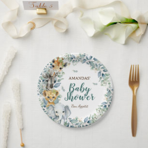 Prato De Papel Animais do Safari Decoração de Chá de Bebê 