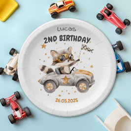 Prato De Papel Animais Engraçados Race Carros segundo aniversário