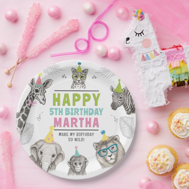 Prato De Papel Animais Fizeram Animais Selvagens De Papelão (Festa)