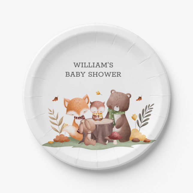 Prato De Papel Animais Florestais (Frente)