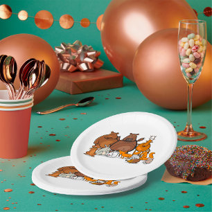 Prato De Papel Animais Florestais Engraçados