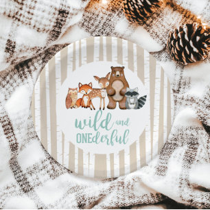 Prato De Papel Animais Maravilhosos da Floresta Primeiro Aniversá