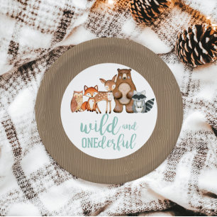 Prato De Papel Animais Maravilhosos da Floresta Primeiro Aniversá