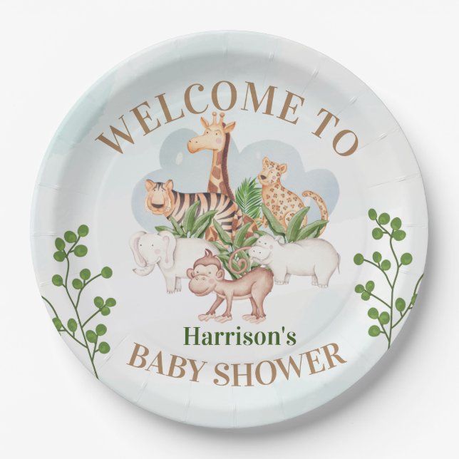 Prato De Papel Animais Selvagens com Árvore Selvagem (Frente)