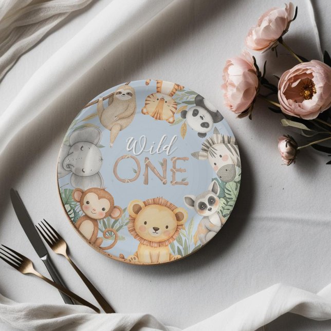 Prato De Papel Animais Selvagens Selvagens Tropicais de Uma Selva (Criador carregado)