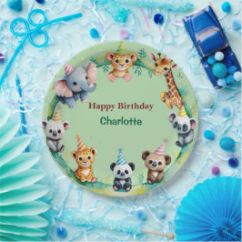 Prato De Papel Animais Selvagens Tropicais de Safari Selvagem