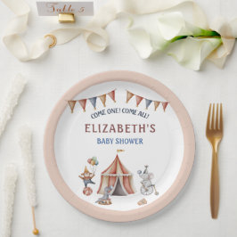 Prato De Papel Animais Whimsic Chá de fraldas de Circus