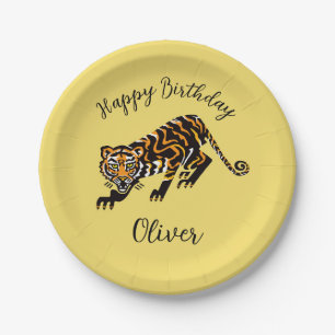 Prato De Papel Animal - TIGER - Feliz Aniversário - Placa de Pape