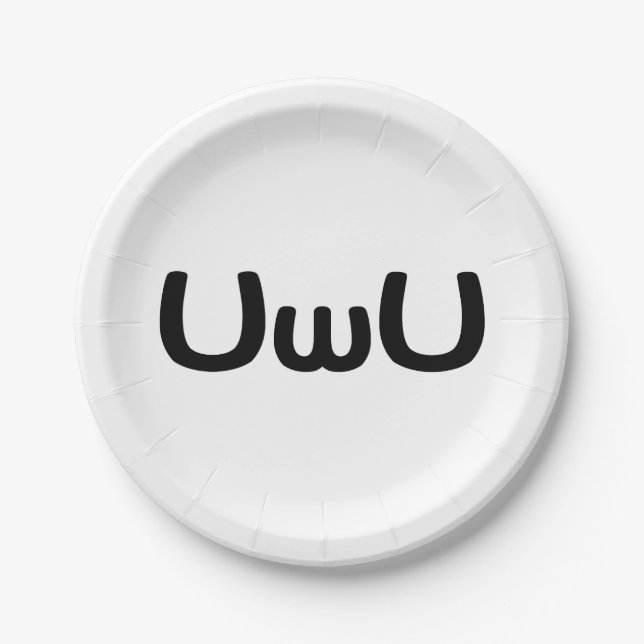 Prato De Papel Anime Feliz Da UwU Face Emoticon (Frente)