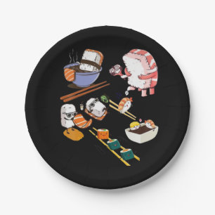 Prato De Papel Anime Sushi Kawaii Otaku Conjunto de Manuais Japon