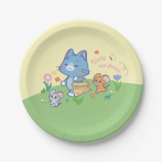 Prato De Papel Anime Tom, Jerry e Tuffy Picnic (Frente)