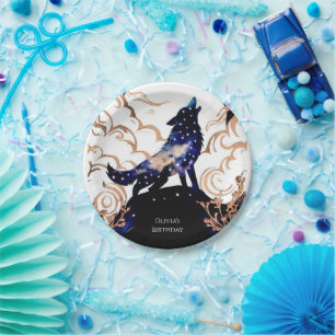 Prato De Papel Aniversário Adorável do Lobo Encantador