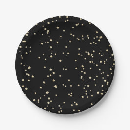Prato De Papel Aniversário Adulto Brilho Preto Dourado