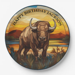 Prato De Papel Aniversário Africano de Buffalo