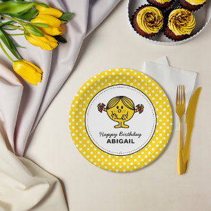 Prato De Papel Aniversário amarelo pequeno da senhorita Luz do