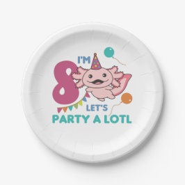 Prato De Papel Aniversário Axolotl de 8 anos Eixo doce de 8 anos