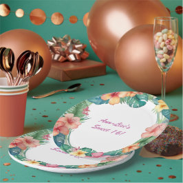 Prato De Papel Aniversário Colorido das Flores do Havaí