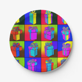 Prato De Papel Aniversário com Design de presente