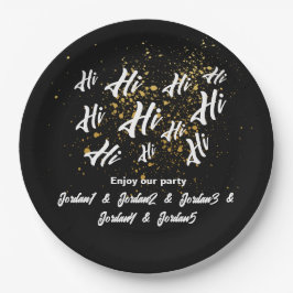 Prato De Papel Aniversário Conjunto Amigos do Grupo Dourado Negro