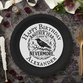 Prato De Papel Aniversário Corvo Preto Gótico Nevermore