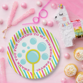 Prato De Papel Aniversário da Festa de Bolhas de Menina