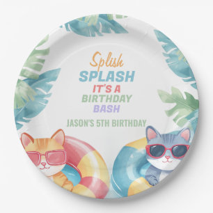 Prato De Papel Aniversário da Festa de Piscina Splash