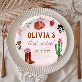 Prato De Papel Aniversário da Garota Rodeo Ocidental