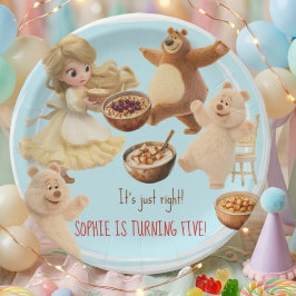 Prato De Papel Aniversário da Goldilocks