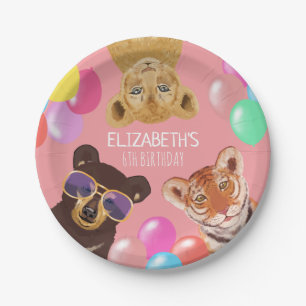 Prato De Papel Aniversário da Ilustração de Animais de Festa