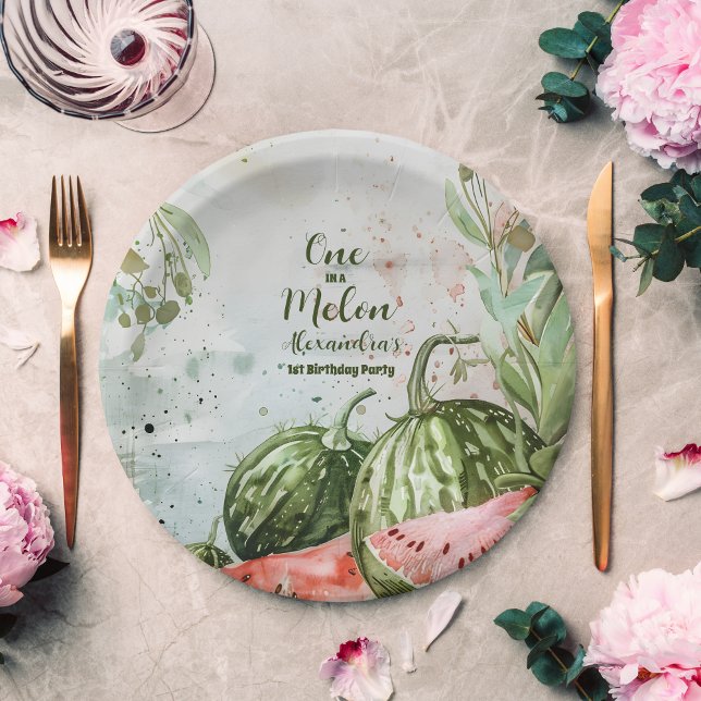 Prato De Papel Aniversário da Melancia das ruas (Criador carregado)
