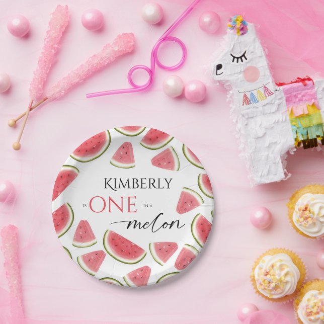 Prato De Papel Aniversário da Melancia, Um na Festa de aniversári (Festa)