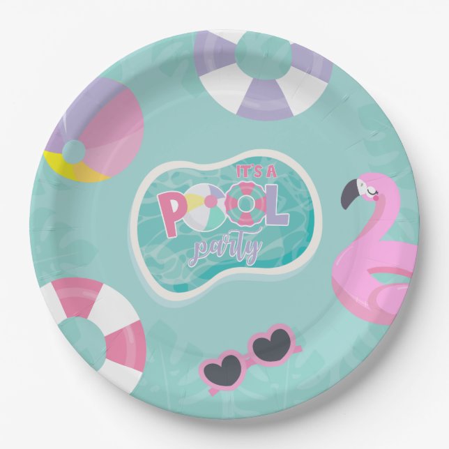 Prato De Papel Aniversário da piscina (Frente)