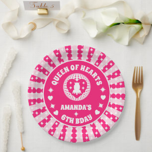 Prato De Papel Aniversário da Rainha Retron Pink de Corações