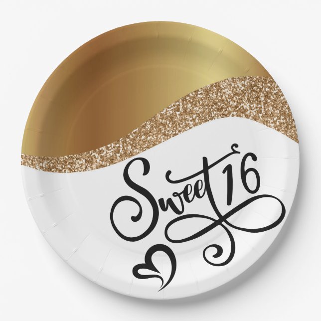 Prato De Papel Aniversário de 16 anos (Frente)