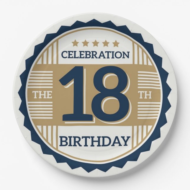 Prato De Papel Aniversário de 18 anos (Frente)
