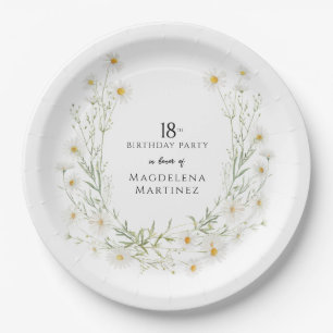Prato De Papel Aniversário de 18 anos Flor personalizada de marga
